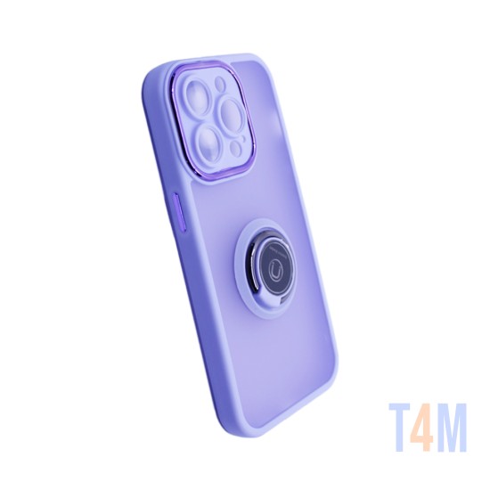 Capa com Anel de Suporte para Apple iPhone 14 Pro Roxo Fumado 